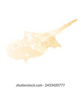 High detailed vector map. Cyprus. Watercolor style. Yellow color.