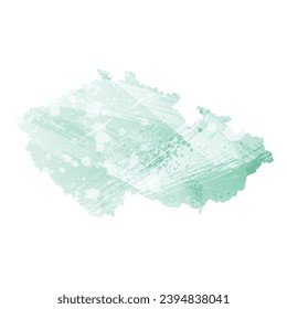 High detailed vector map. Czechia. Watercolor style. Aquamarine color.