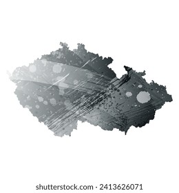 High detailed vector map. Czechia. Watercolor style. Anthracite gray. Dark gray. Black color.