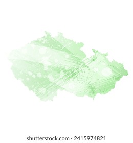 High detailed vector map. Czechia. Watercolor style. Light lettuce color. Pastel green.