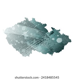 High detailed vector map. Czechia. Watercolor style. Aspid gray color. Green-gray deep color.