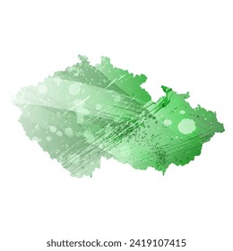 High detailed vector map. Czechia. Watercolor style. Green color. Salacious emerald color.