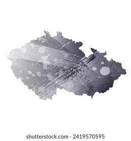Mapa vectorial detallado alto. Checia. Estilo acuarela. Color gris antracita. 