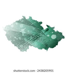 High detailed vector map. Czechia. Watercolor style. Turquoise green color.