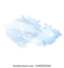Mapa vectorial detallado. Chequia. Estilo acuarela. Flor de maíz pálida. Color azul.