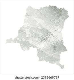 High detailed vector map. Democratic Republic of the Congo. Watercolor style. Agate gray.