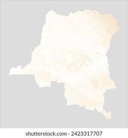 High detailed vector map. Democratic Republic of the Congo. Watercolor style. Banana color. Pastel yellow color.
