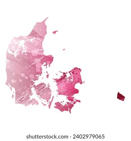 High detailed vector map. Denmark. Watercolor style. Amaranth purple color.