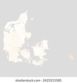 High detailed vector map. Denmark. Watercolor style. Banana color. Pastel yellow color.
