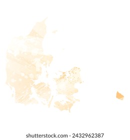 High detailed vector map. Denmark. Watercolor style. Yellow color.