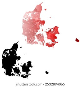 High detailed vector map. Denmark.