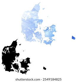 High detailed vector map. Denmark.