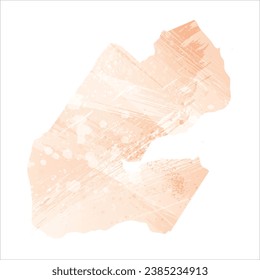 High detailed vector map. Djibouti. Watercolor style. Apricot color.