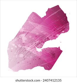 High detailed vector map. Djibouti. Watercolor style. Amaranth deep purple color.