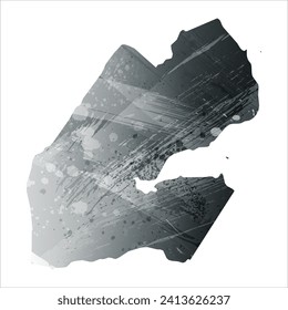 High detailed vector map. Djibouti. Watercolor style. Anthracite gray. Dark gray. Black color.