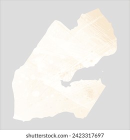 High detailed vector map. Djibouti. Watercolor style. Banana color. Pastel yellow color.
