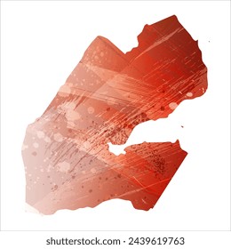 High detailed vector map. Djibouti. Watercolor style. Bismarck-furioso. Red color.
