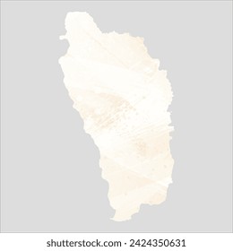 High detailed vector map. Dominica. Watercolor style. Banana color. Pastel yellow color.
