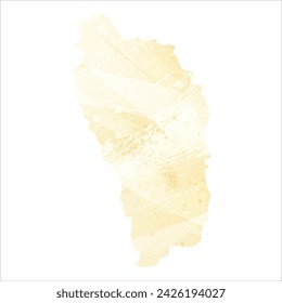 High detailed vector map. Dominica. Watercolor style. Banana color. Pastel yellow. Delicate yellow.