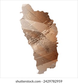 High detailed vector map. Dominica. Watercolor Style. Beige and brown color.