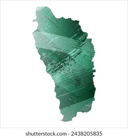 High detailed vector map. Dominica. Watercolor style. Turquoise green color.