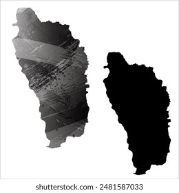 Detaillierte Karte der Vektorgrafik. Dominica.