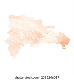 High detailed vector map. Dominican Republic. Watercolor style. Apricot color.