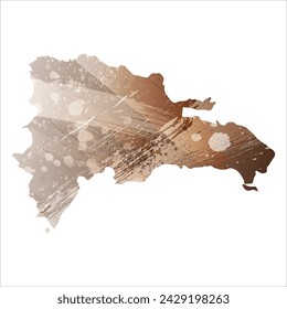 High detailed vector map. Dominican Republic. Watercolor Style. Beige and brown color.