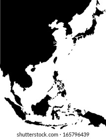 High detailed vector map - East Asia 