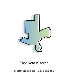 High detailed vector map of East Kota Kisaran City modern outline, Logo Vector Design. Abstract, designs concept, logo, logotype element for template.