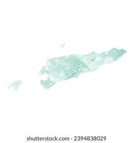 High detailed vector map. East Timor. Watercolor style. Aquamarine color.