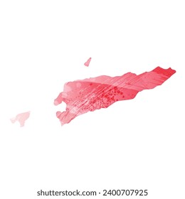 High detailed vector map. East Timor. Watercolor Style. Alizarin red color.