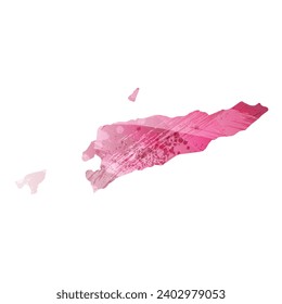 High detailed vector map. East Timor. Watercolor style. Amaranth purple color.