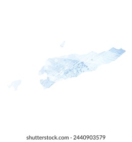 High detailed vector map. East Timor. Watercolor style. Pale cornflower. Blue color.