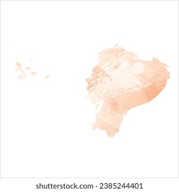 High detailed vector map. Ecuador. Watercolor style. Apricot color.