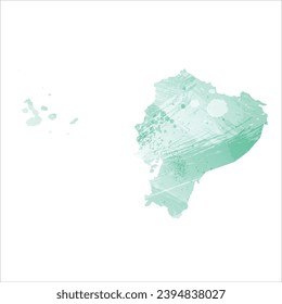 High detailed vector map. Ecuador. Watercolor style. Aquamarine color.