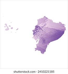 High detailed vector map. Ecuador. Watercolor style. Amethyst purple color.
