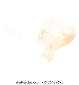 High detailed vector map. Ecuador. Watercolor style. Biscuit color. Pastel yellow color.