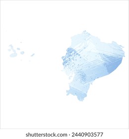 High detailed vector map. Ecuador. Watercolor style. Pale cornflower. Blue color.