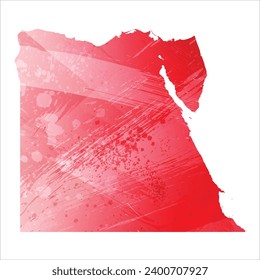 Mapa vectorial detallado alto. Egipto. Estilo acuarela. Color rojo de Alizarin.