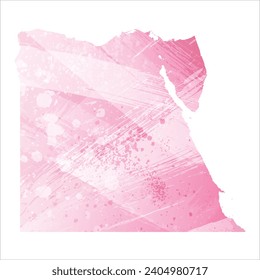 Mapa vectorial detallado alto. Egipto. Estilo acuarela. Color rosa amaranto.