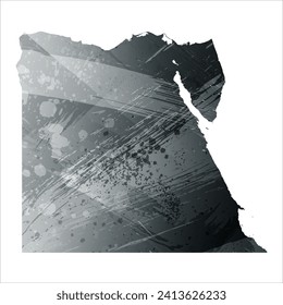 High detailed vector map. Egypt. Watercolor style. Anthracite gray. Dark gray. Black color.