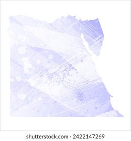 High detailed vector map. Egypt. Watercolor style. Periwinkle color. Delicate lilac color. Pastel purple.