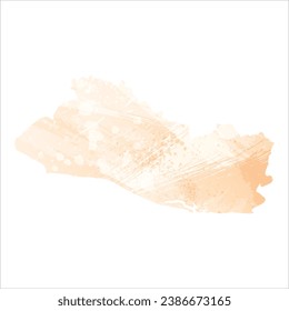 High detailed vector map. El Salvador. Watercolor Style. Apricot delicate color.