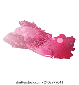 High detailed vector map. El Salvador. Watercolor style. Amaranth purple color.