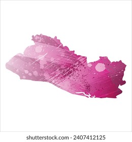 High detailed vector map. El Salvador. Watercolor style. Amaranth deep purple color.
