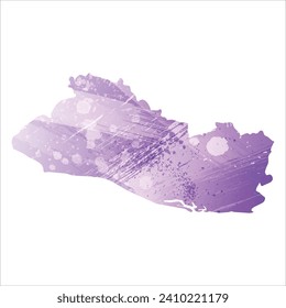 High detailed vector map. El Salvador. Watercolor style. Amethyst purple color.