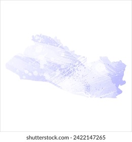 High detailed vector map. El Salvador. Watercolor style. Periwinkle color. Delicate lilac color. Pastel purple.