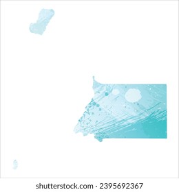 High detailed vector map. Equatorial Guinea. Watercolor style. Aquamarine blue color.