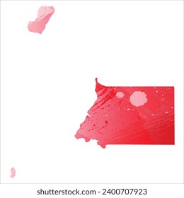 High detailed vector map. Equatorial Guinea. Watercolor Style. Alizarin red color.